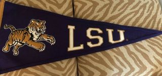 Vintage Louisiana State University Lsu Tigers Pennant Ncaa Team Heavy Wool Claws