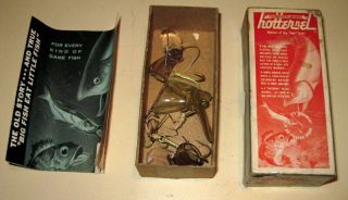 Martin Fish Lure Co " Hotternel " Set Of 3 Lures - 1 Box W.  Instructions 1940 