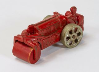 Huber Cast Iron Steam Roller,  Small,  Vintage,  Red