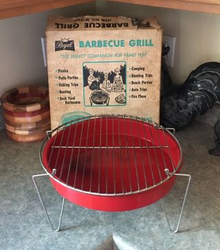 Vintage Regal Portable Charcoal Barbecue Bbq Grill - Red