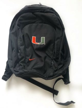 Nike Miami Canes U.  M University Of Miami Black Backpack Book Bag Laptop Padded