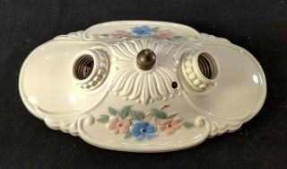 Vintage Porcelier Porcelain 2 - Bulb Ceiling Light Fixture,  Rewired,  Guaranteed