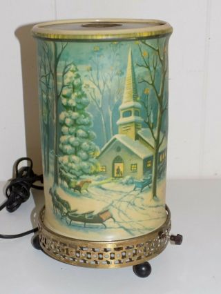 Vintage Econolite Spinning Motion Lamp Winter Church Scene Not Complete