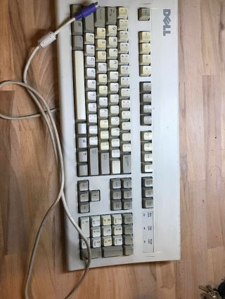 Vintage Dell At101w Mechanical Clicky Keyboard Gyum90sk Ps/2 Beige