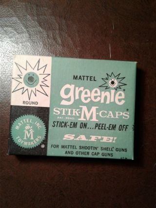 Vintage 1958 Mattel Greenie Stik - M - Caps For Mattel Shell & Cap Guns 1 Box