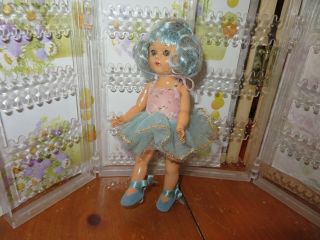 Vintage Hard Plastic Virga Blue Twinkle Ballerina Pointed Toe Doll - 8 " Ginny Era
