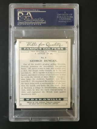 1930 W.  D.  & H.  O.  Wills Famous Golfers: George Duncan 4 PSA Grade 7 2