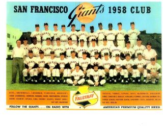 1958 San Francisco Giants 1st Year Team Photo Baseball Mays Cepeda Hof