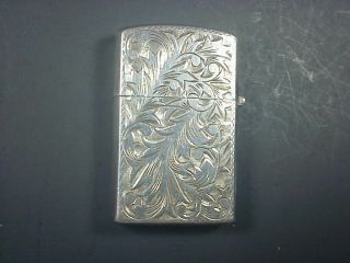 Vintage Engraved Sterling.  950 Silver Slim Lighter case / insert is not marked 2