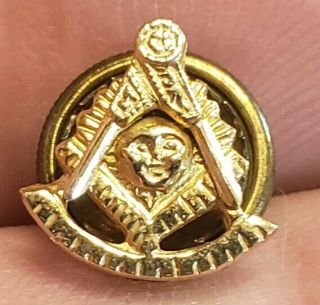 Rare Vintage Past Master Freemason 10kt Gold Sun Quadrant Masonic Sun Pin Look