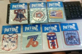 7 - Vintage 1776 - 1976 Bicentiennial American Usa Flag Fire Cracker Bell Patches