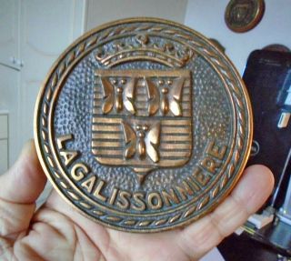 Vintage Solid Cast Brass Ships Plaque Or Tompion French Cruiser La Galissoniere