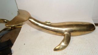 Vintage Solid Brass Large Heavy Whale 15 " X 7 " X 5 " Nautical
