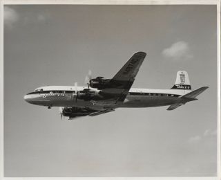 Large Vintage Photo - Delta Air Lines Dc - 7 N4874c In - Flight