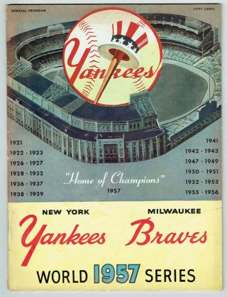 1957 World Series Program York Yankees Vs Braves Vintage From Yankee Stadium