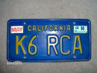Ham,  Amateur Radio,  California License Plate - K6rca - Interesting Call