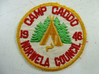 Vintage Boy Scout 1946 Camp Caddo Norwela Council Camporee Shirt Patch Old Retro