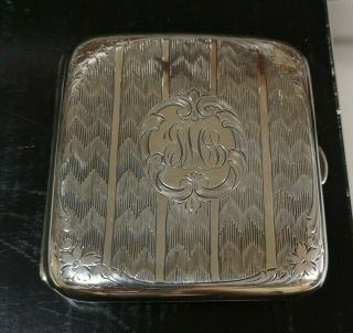 Vintage Sterling Silver,  Art Deco,  Cigarette Case,  Slight Curve,  49.  1 Dwt