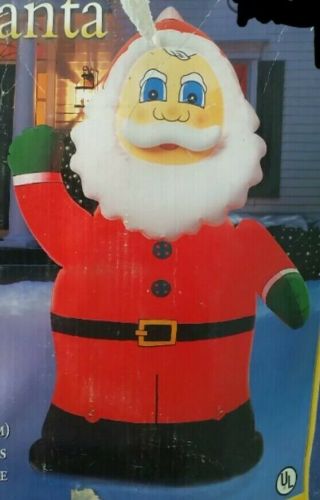 Vintage Inflatable Blow Up Lighted Santa 5ft