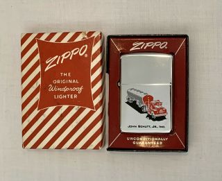 1960 Vintage Zippo Unfired Lighter W/ Box - Oil Tanker Truck Graphics Rare Nm/mt