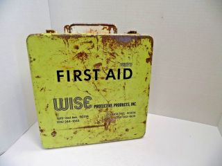 Vtg First Aid Metal Wall Mount Box For Garage Shop 10x10 Wiso Osha Iowa Usa
