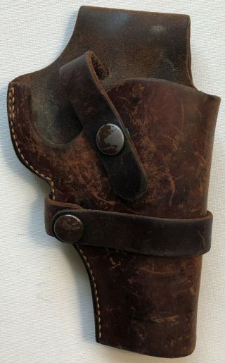 Vintage Jc Higgins Brown Leather Holster 735? Or 785? Pistol Revolver Rh Draw