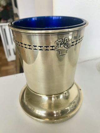 Vintage Sterling Silver Decorative Urn/vase Holder On Pedestal