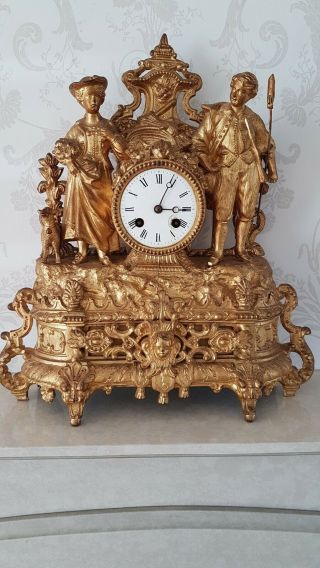 Antique Japy Freres French Gilt Mantel Clock