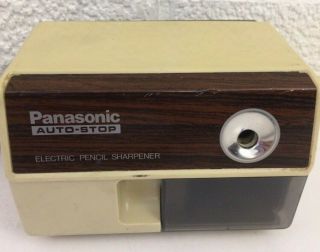 Panasonic Auto - Stop Electric Pencil Sharpener Kp - 110 Ivory Wood Grain Vintage