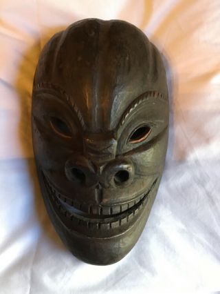 Antique / Vintage African Tiki Wood Carved Tribal Evil Mask Japanese Scary