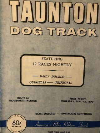 1977 Taunton Greyhound Program First Night