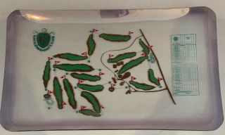 Knollwood Country Club Vintage Glass Tray Golf Collectible