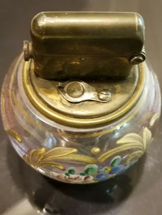 Vintage Thorens Cigarette Table Lighter Glass And Brass