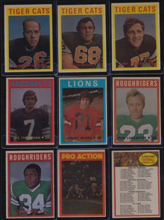 1972 O - Pee - Chee Cfl Football Exmt Avg Complete 132 Card Set Mid/high Grade 44483