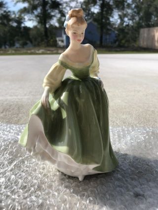 Vintage 1962 Royal Doulton Porcelain Figurine Fair Lady Green Hn 2193