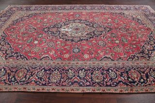 Antique Traditional Evenly Worn Red Floral Living Room Rug Hand - Made Wool 8 