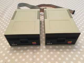 Two Apple Ii Plus Iie 5.  25 Disk Ii Drives Parts Early Drive