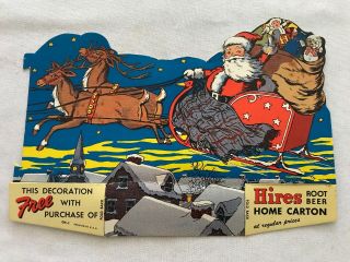 Hires Root Beer Home Carton Cardboard Santa Claus Vintage Carton Topper