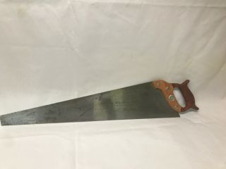 Vintage Disston D - 95 Hand Saw With Two Tone Bakelite Handle And Etched Blade