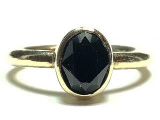 Vintage Ladies Gold Vermeil Sterling Silver Black Oynx Ring - Signed Sat - Sz 6.  25