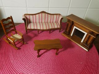 Antique&vintage Dollhouse Miniature Living Room Furniture& Fireplace/accessories