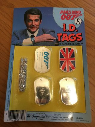 James Bond 007 I.  D.  Tag Set Roger Moore Imperial Toy Corporation Rare Carded