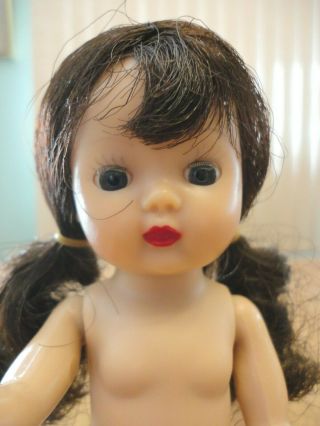 Cute Vintage Nancy Ann Muffie Doll Walker Brunette Pigtails