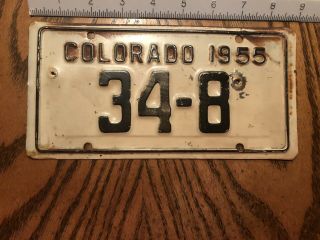 Rare 1955 Colorado Motorcycle License Plate Vintage Antique 34 8 Low