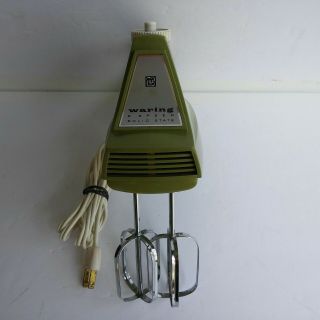 Vintage Waring Hand Mixer Avacado Green Retro Blender Model Hm6 Six Speed Beater