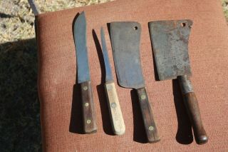 2,  Antique High Carbon Knife Dexter,  2 Cleavers Cleaver Diamond Cast Steel