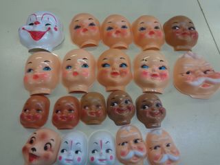 20 Vintage Assorted Plastic Doll Faces Sewing Crafts