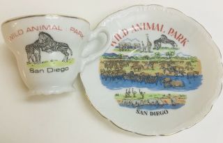 San Diego Wild Animal Safari Park Small Vintage Cup And Plate Set