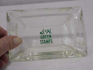 Vintage Heavy Glass S & H Green Stamp Ashtray Advertising