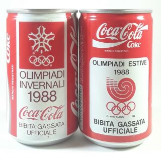 Vintage Coca Cola Can,  Italy,  1988 Olympics Seoul And Calgary,  Summer And Winter